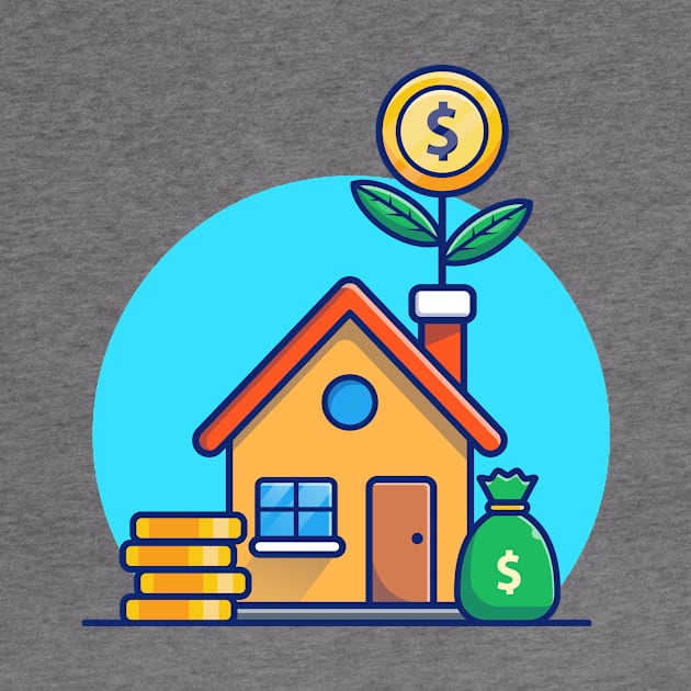 House With Gold Coin Money Plant Cartoon by Catalyst Labs